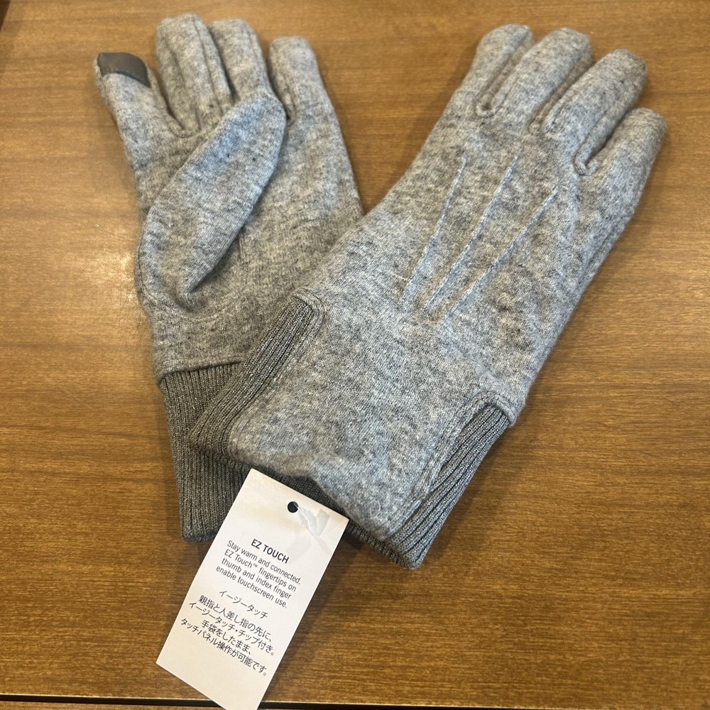 Lands' End Gloves Woman's XL Gray Wool Blend Knit Lined EZ Touch Touchscreen